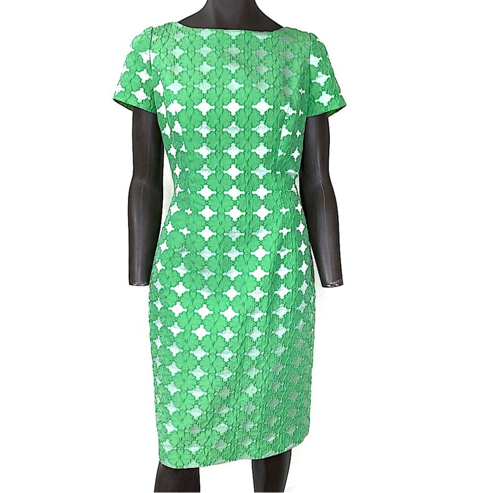 Frascara Casual Short Sleeves Shift Pencil Dress Women Size 10 Green Jacquard